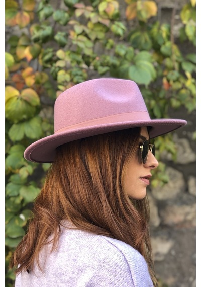 Külah Gül Kurusu Fötr Şapka - Standart Pembe