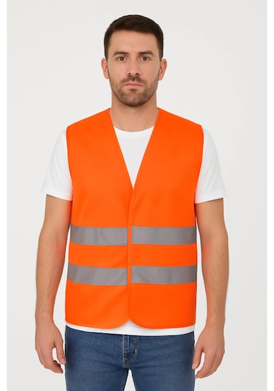 Galanthus Hi-vis Fosforlu Reflektörlü Güvenlik Yeleği İş Güvenliği Ve Görünürlük İçin Yüksek Kalit F.Turuncu