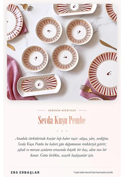Sevda Kuşu Pembe 20 Parça 6 Kişilik Kahvaltı Takımı Diğer