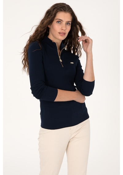 U.S. Polo Assn. Kadın Lacivert Fermuarlı Dik Yaka Sweatshirt 50313564-VR033
