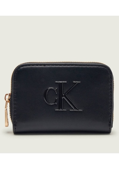 Calvin Klein Kadın Ck Desenli Fermuar Kapamalı Kart Bölmeli Siyah Cüzdan Lv04f1154g-ub1-12074 Siyah