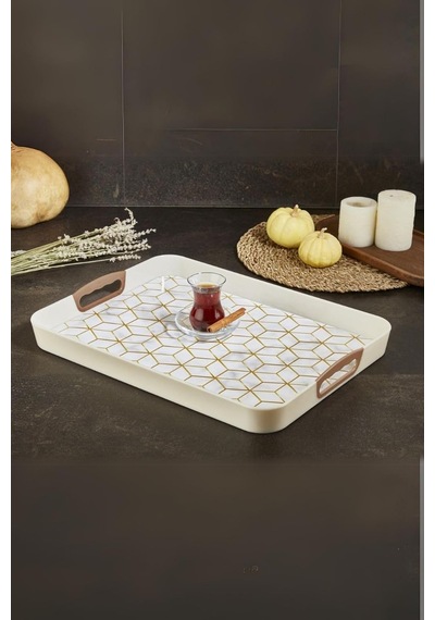 Dikdörtgen Baskılı Tepsi Kumsal 34 X 46 Cm, Kumsal