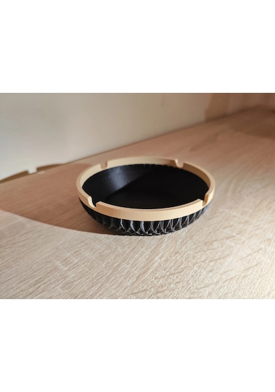 3d Baskı İki Renkli Yuvarlak Küllük Baklava Dokulu Geniş Dekoratif Kül Tablası Masaüstü Ve Balkon