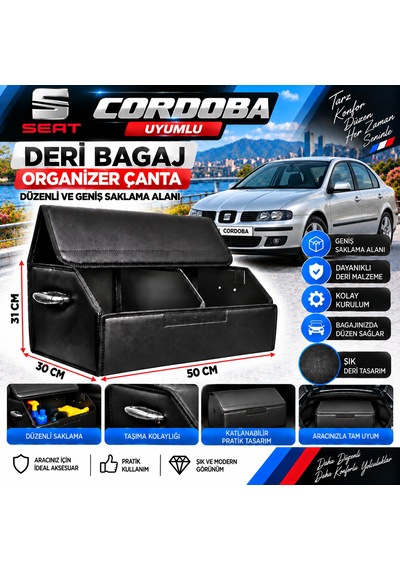 Seat Cordoba Uyumlu Oto Bagaj Organizeri Deri Bagaj Kutu Çanta 1