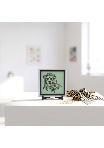 Aslan Figürlü Dekoratif Obje, Güç Ve Asaleti Yansıtan Modern Masaüstü Dekoru 10x10 Cm