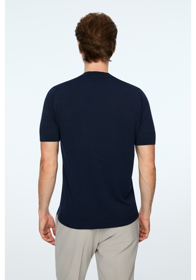 Morven Erkek Lacivert Trend Bisiklet Yaka Rayon Triko T-shirt 26ys018018200 Lacivert
