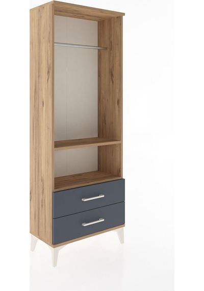 Arges Dolap 2 Raflı 2 Çekmeceli Tek Askılı 60x30x163 Çam-antrasit Atlas Çam