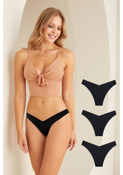 Nbb Kadın Lazer Kesim V Shape Brazillian Sip Külot 328 3'lü Paket