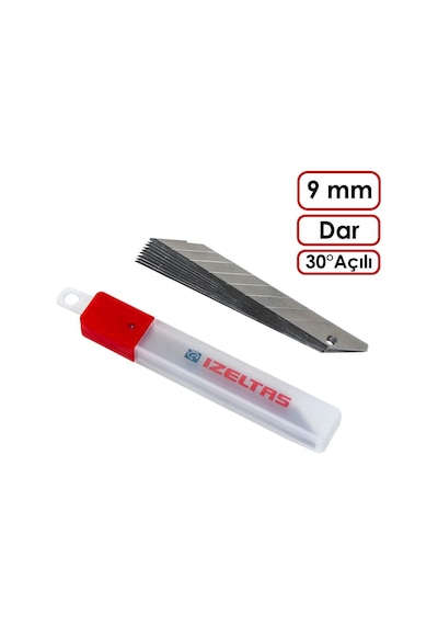 İzeltaş Pro Maket Bıçağı Dar 30 Açılı Yedek Bıçak 9 Mm 10'lu