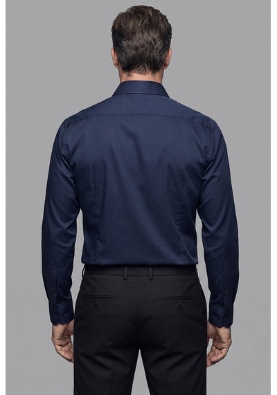 Bisse Lacivert Regular Fit Pamuk Cepsiz Klasik Yaka Gömlek Gmkls4kc242042 D39