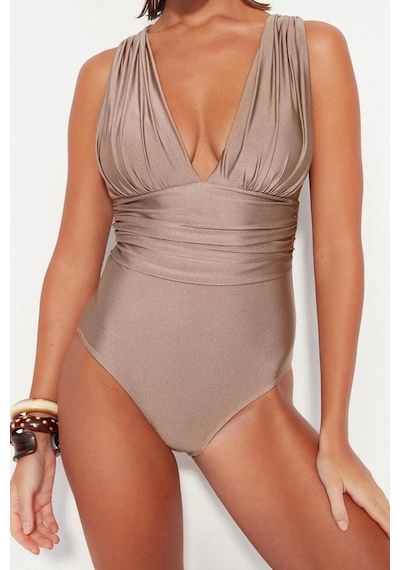 Ersefa Yüzme Kıyafeti Tasarım Mayo Ergonomik Kesim Swimsuit Uv Korumalı Vizon