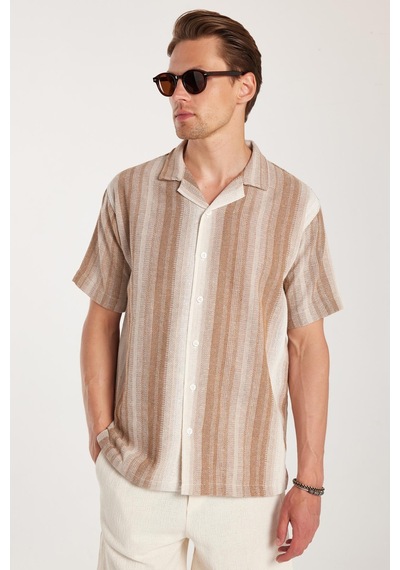 Tudors Relax Fit Oversize Dökümlü Rahat Kalıp Çizgili Keten Efekt Erkek Gömlek-33897 Çok Renkli Tudors Relax Fit Oversize Dökümlü Rahat Kalıp Çizgili Keten Efekt Erkek Gömlek-33897 Çok Renkli