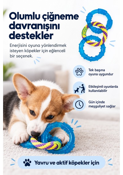 Petstages Orka Dental Links Üçlü Halka Köpek Çiğneme Oyuncağı