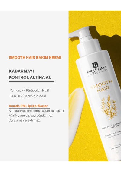 Kabarma Karşıtı Saç Kremi Anında Yumuşatma Elektriklenme Önleyici Durulanmayan Smooth Hair Krem 200 Ml