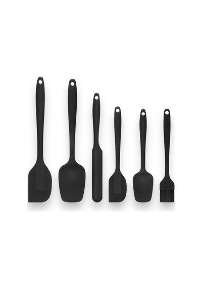 Hitfoni Yanmaz Yapışmaz Silikon Spatula Seti 6 Parça Siya