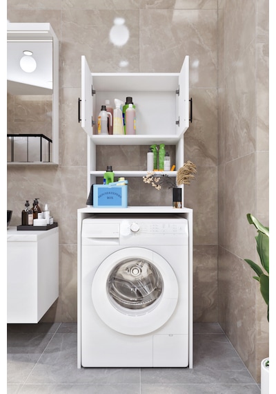 Ases Mobilya Esl0231 Çamaşır Makinesi Dolabı Banyo Dolabı Beyaz-safir Meşe Beyaz