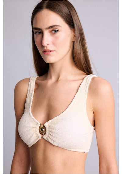 Defacto Regular Fıt Kırışık Dokulu Kapalı Beyaz Bikini Üstü E0206ax26smwt16 Beyaz-wt16