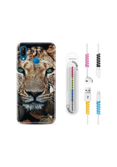 Huawei P20 Lite Kılıf Kablo Koruyuculu Flowers Leon 2 1342
