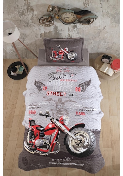Clasy Ranforce Yatak Örtüsü Tek Kişilik Street King V1 Gri