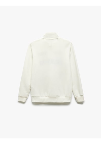 Koton Yarım Fermuarlı İşlemeli Uzun Kollu Sweatshirt Beyaz 5sam70033mk Beyaz