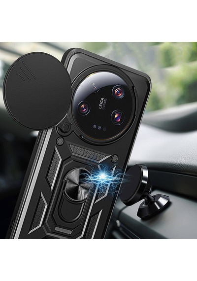 Mi 13 Ultra Kılıf Magnetik Standlı Kamera Korumalı Tchs Sürgülü Vega Kapak - Mavi Mavi