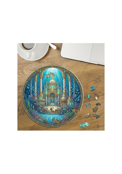 Su Altı Sarayı Tasarımlı Özel Kesim Yuvarlak 272 Parça Ahşap Puzzle Mpda757
