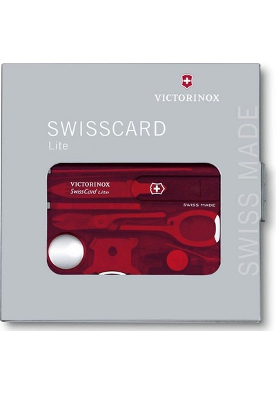 Victorinox SwissCard Lite Ruby 0.7300.T 13F Kartvizit Kamp Çakı Kırmızı