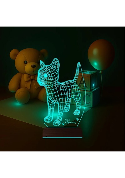 Luvivia Kedi Tasarım Kişiye Özel 3d Lamba - Masa Gece Lambası Şeffaf