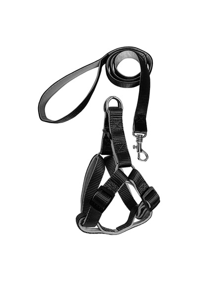 Gezdirme Kayışlı Dokuma Köpek Göğüs Tasma Seti 52 73-110 Cm Siyah Çok Renkli