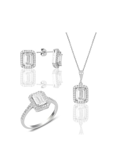 Gümüş Baget Taşlı Üçlü Set (536822250)