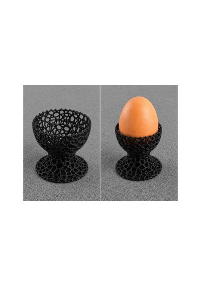 Alvera 3d Collection 6'lı Dekoratif Yumurtalık Seti Modern Tasarım Yumurtalık 3d Baskı Kahvaltılık Yumurta Standı Renk Seçenekli Siyah