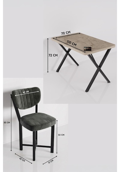 Reyo Falez Elma 110x70 Cm Masa Takımı 4 Sandalyeli Modern Mutfak Balkon Kafe Yemek Masası Seti Traverten - Antrasit 9887 Reyo Falez Elma 110x70 Cm Masa Takımı 4 Sandalyeli Modern Mutfak Balkon Kafe Yemek Masası Seti Traverten - Antrasit 9887