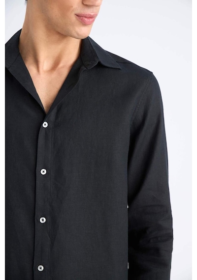 DeFacto %100 Keten Regular Fit Polo Yaka Yazlık Uzun Kollu Siyah Gömlek D9925AX25SPBK81 DeFacto %100 Keten Regular Fit Polo Yaka Yazlık Uzun Kollu Siyah Gömlek D9925AX25SPBK81