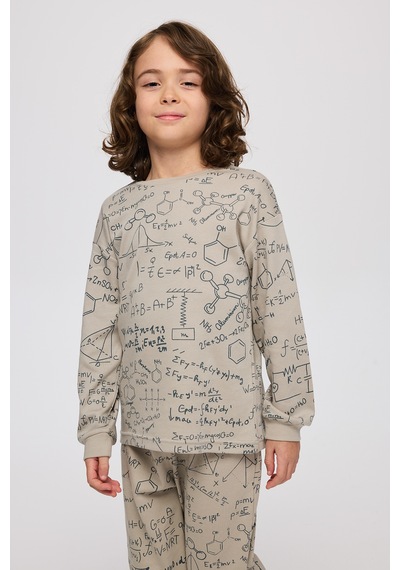 Panço Erkek Çocuk Baskılı Pijama Takımı Taş