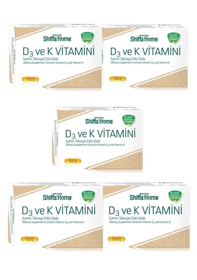 5 Adet Shiffa Home D3 Ve K2 Vitamini 1300 Mg Softjel
