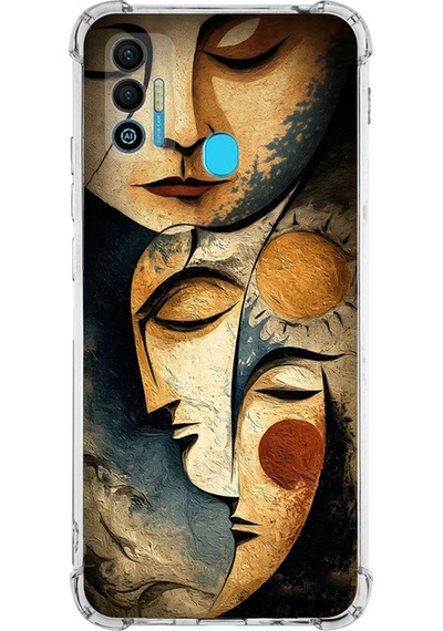 Tecno Spark 7 İle Uyumlu Köşe Korumalı Kılıf Metamorfoz Berrak Rüya Tasarımlı Uv Baskılı Şeffaf