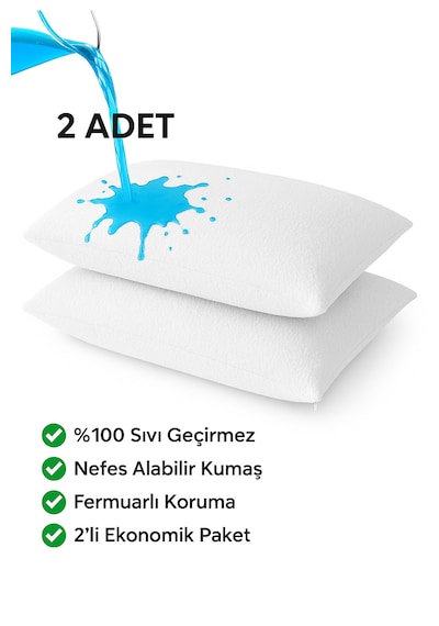 Oznhome Yastık Alezi Beyaz 2 Adet Beyaz