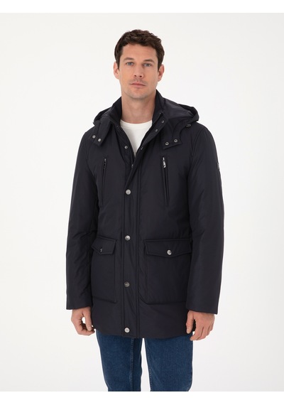 Cacharel Lacivert Regular Fit Kapüşonlu Mont