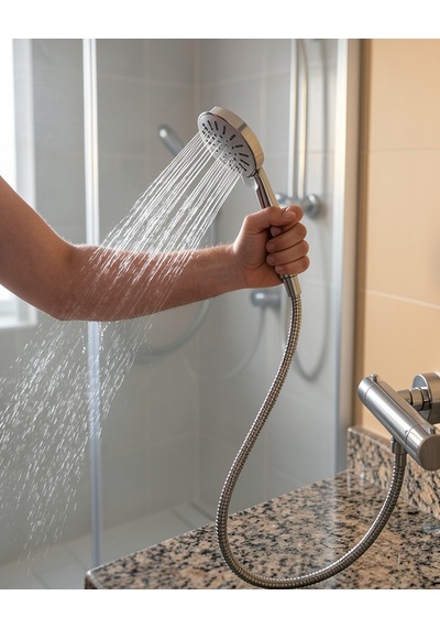 El Duşu Başlığı, Krem, 4 Kademeli, Spiral Hortumlu Banyo Duş Seti Çok Renkli