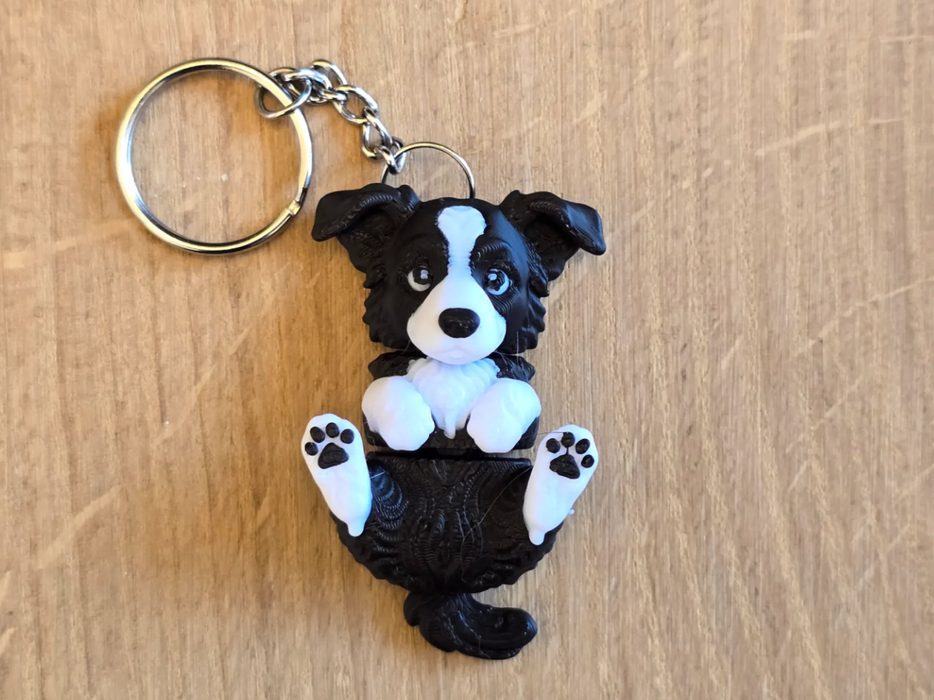 Sevimli Köpek Figürlü Anahtarlık Siyah Beyaz 3d Baskı Çanta Ve Araba Anahtarlığı Siyah - Beyaz