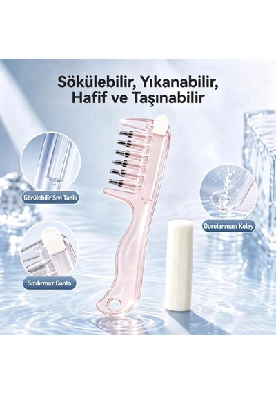 Özel Üretim Pratik Saç Bakım Yağı Uygulama Tarağı - Serum Tarağı - Yeniden Doldurulabilir Hazne