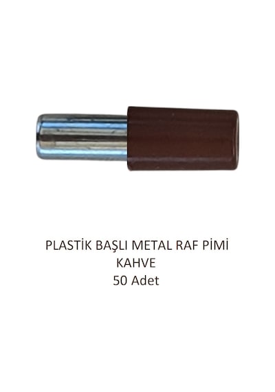 Plastik Başlı Metal Raf Pimi, Kahve 50 Adet Kahve