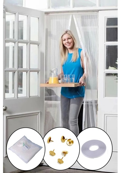 Mıknatıslı Manyetik Kapı Sinekliği Sineklik Tülü Perde 60cm X 210cm 2 Adet Tül Çok Renkli