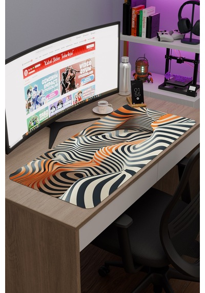Realistik Çizgi Kaymaz Dikişli Kauçuk Oyuncu Mousepad V3 - 90x40 Xxl Gaming Mouse Pad Fare Altlığı