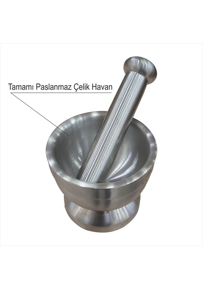 Tamamı Krom Paslanmaz Çelik Kir Tutmaz Sarımsak Baharat Tohum Ezici Havan Dibek Tokmak
