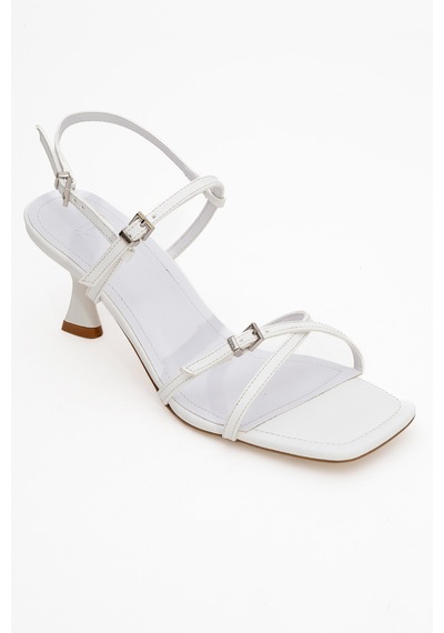 Luvishoes Luvi Shoes Nebel Beyaz Cilt Kadın Topuklu Ayakkabı Beyaz