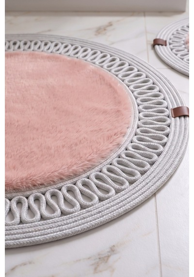 Banyo Paspası Takımı 60x100+40x60 Cm İç Trikot Pembe & Gümüş