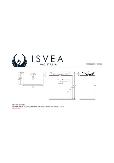 Isvea Sistemay Clear S&S Tezgahüstü Lavabo 65 CM 10Sy50065Sv