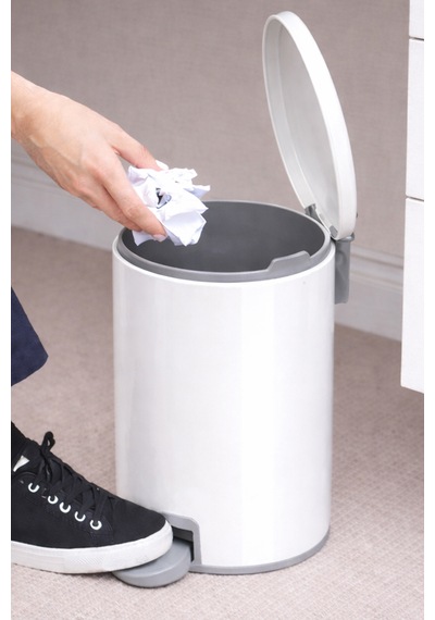 Primanova Cigo Compact 3 Lt Banyo Mutfak Ofis Çelik Çöp Kovası - Beyaz