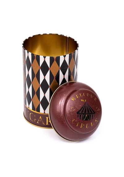 Circus Sugar Desenli Yuvarlak Metal Kutu, 10.5 X 15 Cm, 1.1 Lt